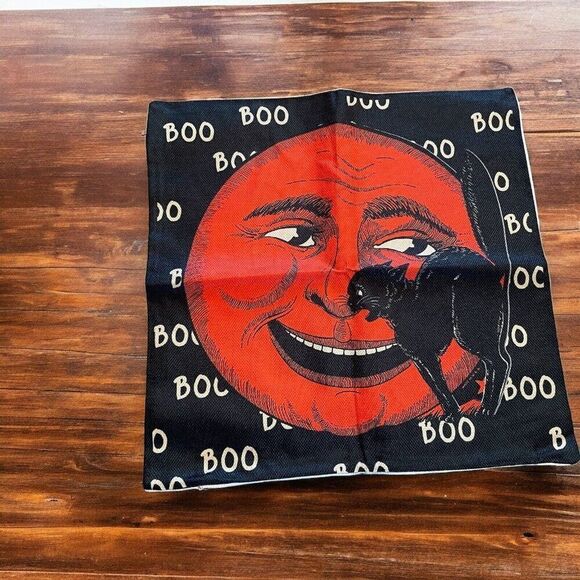 One Pillow Cover 18" x 18" Halloween Black Cat BOO - Picture 1 of 2